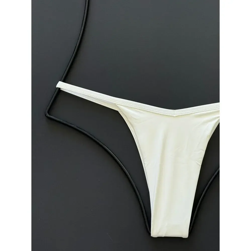 NWT Frankies Bikinis Binx Skimpy Bikini Bottom White Medium Y2K 90s